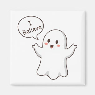 Cute Ghost I Believe Cartoon Magnet