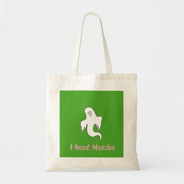 Cute Ghost I Need Matcha Kawaii Tote Bag (Front)