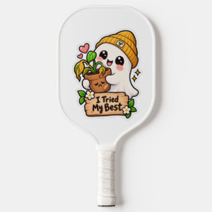 Cute Ghost “I Tried My Best” Pickleball Paddle