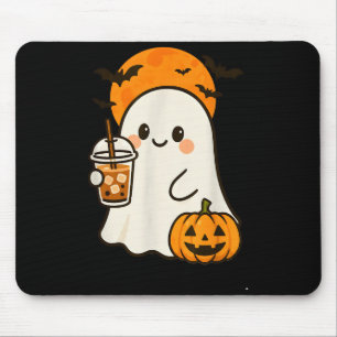 Cute Ghost Iced Coffee And Pumpkin For Halloween C Mouse Mat