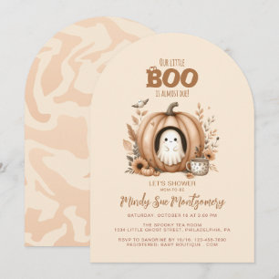 Cute Ghost In A Pumpkin Baby Shower Invitation