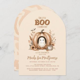 Cute Ghost In A Pumpkin Baby Shower Invitation