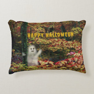 Cute ghost in the woods decorative cushion