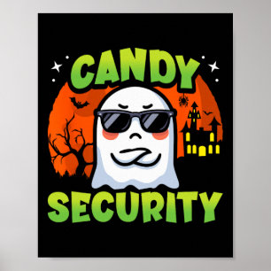 Cute Ghost Kids Halloween - Candy Security - Funny Poster