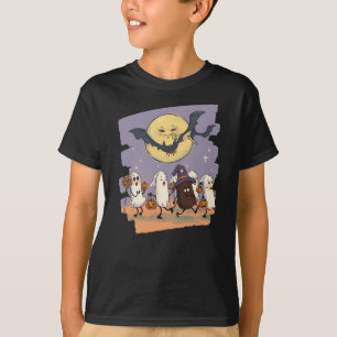 Cute Ghost Kids Trick or Treat Under Spooky Moon T-Shirt
