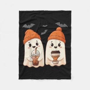 Cute Ghost Lace Toddler Ghost Pumpkin Ice Coffee H Fleece Blanket