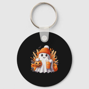 Cute Ghost Lace Toddler Ghost Pumpkin Ice Coffee H Key Ring