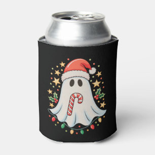 Cute Ghost Lights Tree Cake Merry Christmas Xmas Can Cooler