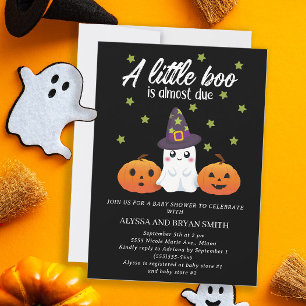 Cute Ghost Little Boo Almost Due Baby Shower Invitation