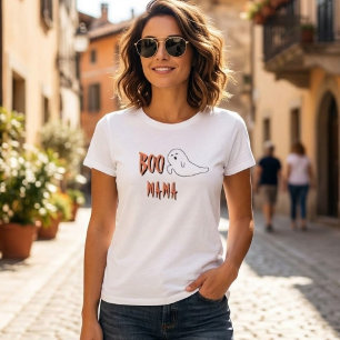 Cute Ghost Little Boo Mama Halloween Baby Shower T-Shirt