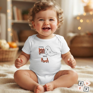Cute Ghost Little Boo Personalised Name Baby Bodysuit