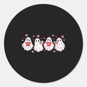 Cute Ghost Love Hearts Valentines Day Womens Teens Classic Round Sticker