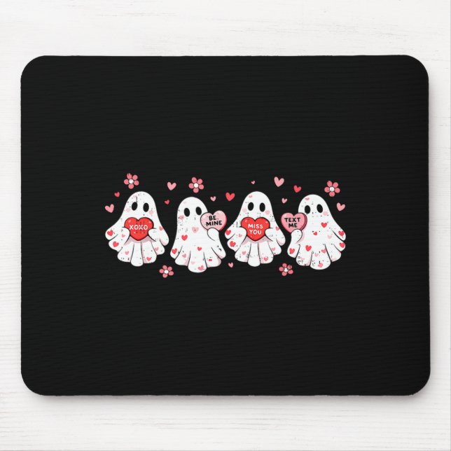 Cute Ghost Love Hearts Valentines Day Womens Teens Mouse Mat (Front)