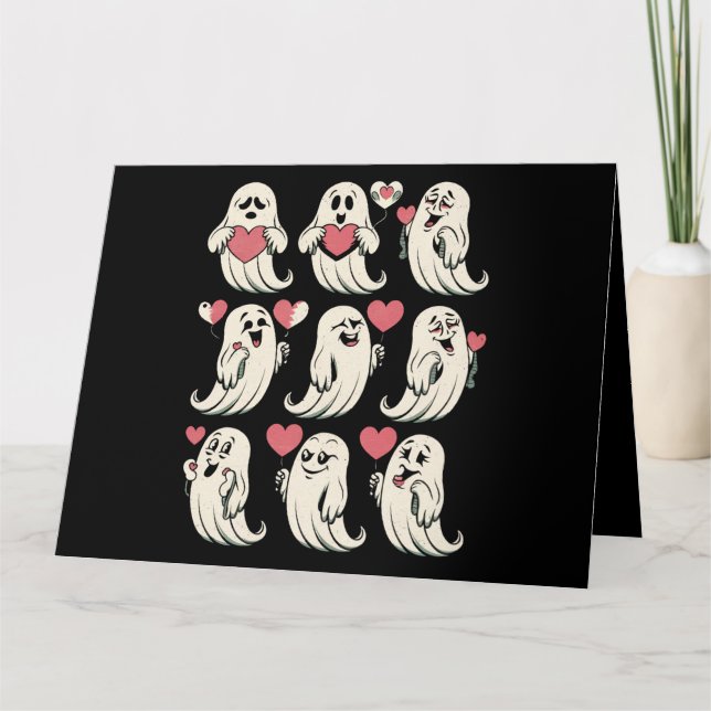 Cute Ghost Lover Heart Valentines Day Funny Couple Card (Front)