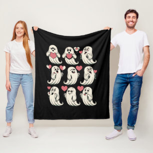 Cute Ghost Lover Heart Valentines Day Funny Couple Fleece Blanket