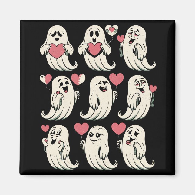 Cute Ghost Lover Heart Valentines Day Funny Couple Magnet (Front)