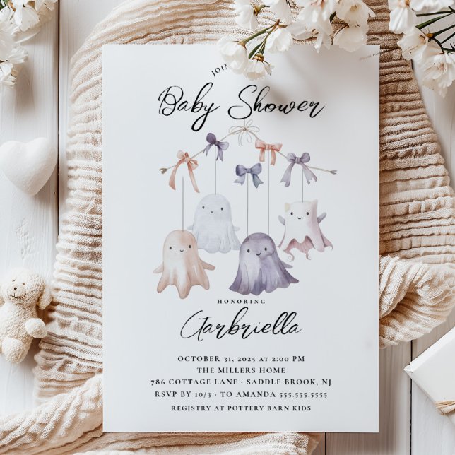 Cute Ghost Mobile Baby Shower Invitation (Creator Uploaded)