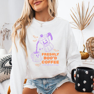 Cute Ghost Moka Pot Freshly Boo'd Coffee Halloween Sweatshirt