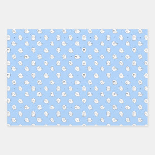 Cute Ghost Multi colour Pattern Wrapping Paper Sheet