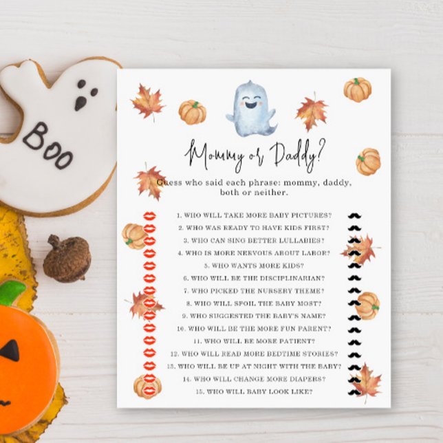 Cute ghost - mummy or daddy baby shower game (Creator Uploaded)