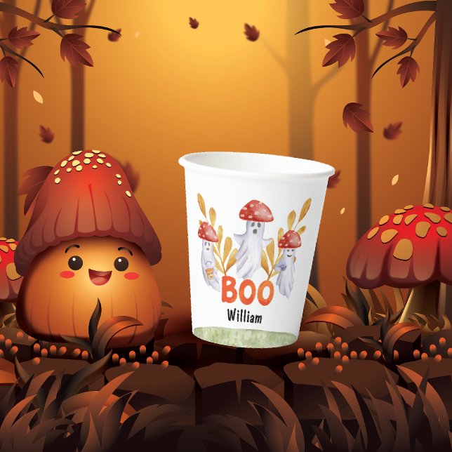 Cute Ghost Mushroom Halloween Boo Baby Shower Paper Cups (Cute Ghost Mushroom Halloween Boo Paper Cups)