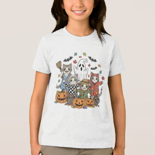 Cute Ghost Neon BOO   Spooky Fun Kids Halloween Tri-Blend Shirt