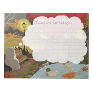 Cute Ghost Notepad - Duck Pond Autumn