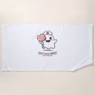 Cute Ghost Nurse Boo Boo Crew Halloween Classic T- Beach Towel