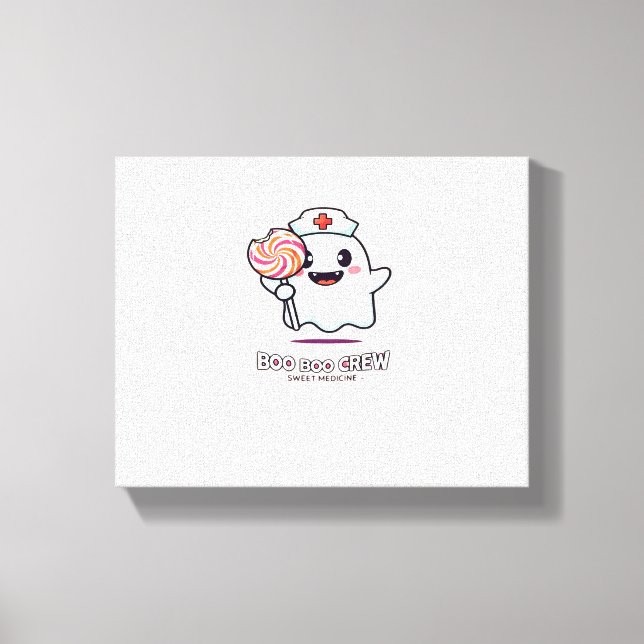 Cute Ghost Nurse Boo Boo Crew Halloween Classic T- Canvas Print (Front)