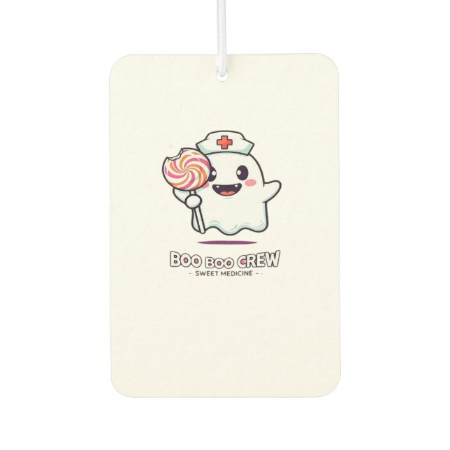 Cute Ghost Nurse Boo Boo Crew Halloween Classic T- Car Air Freshener (Front)