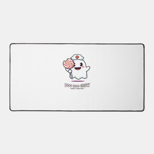 Cute Ghost Nurse Boo Boo Crew Halloween Classic T- Desk Mat (Front)