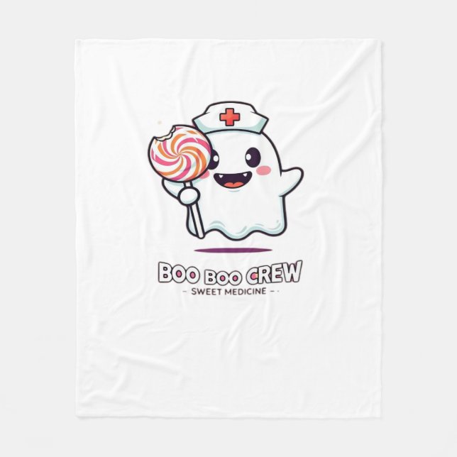 Cute Ghost Nurse Boo Boo Crew Halloween Classic T- Fleece Blanket (Front)