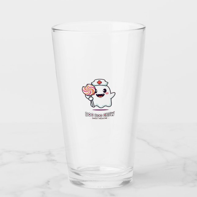 Cute Ghost Nurse Boo Boo Crew Halloween Classic T- Glass (Front)