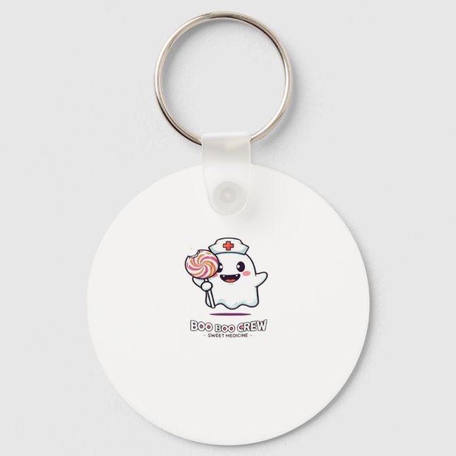Cute Ghost Nurse Boo Boo Crew Halloween Classic T- Key Ring (Front)