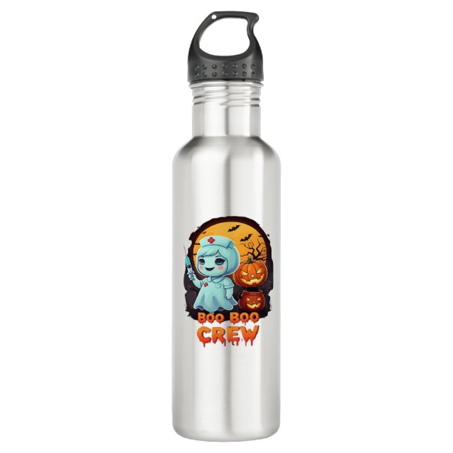 Cute Ghost Nurse - Boo Boo Crew Halloween Fun Clas 710 Ml Water Bottle (Front)