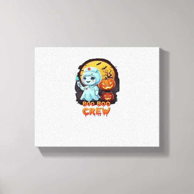 Cute Ghost Nurse - Boo Boo Crew Halloween Fun Clas Canvas Print (Front)