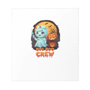 Cute Ghost Nurse - Boo Boo Crew Halloween Fun Clas Notepad