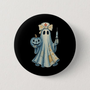 Cute Ghost Nurse Bow Vintage Halloween Medical Cos 6 Cm Round Badge
