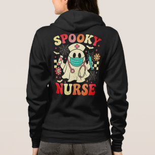 Cute Ghost Nurse Halloween Graphic Retro Pastels Hoodie