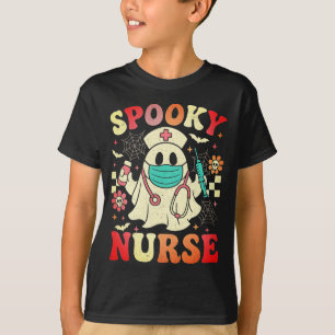 Cute Ghost Nurse Halloween Graphic Retro Pastels T-Shirt