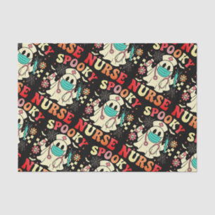 Cute Ghost Nurse Halloween Graphic Retro Pastels Tissue Paper