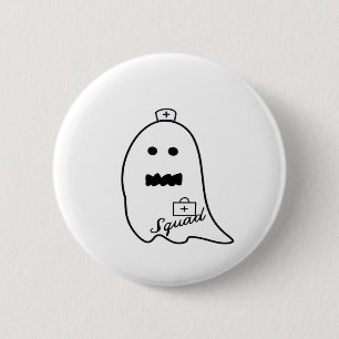 Cute Ghost Nurse Halloween Hand drawn Hospital Sta 6 Cm Round Badge