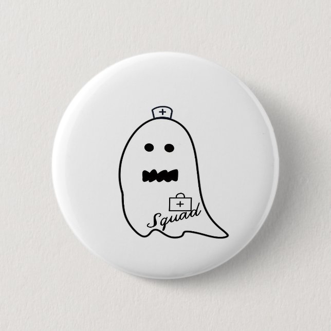 Cute Ghost Nurse Halloween Hand drawn Hospital Sta 6 Cm Round Badge (Front)