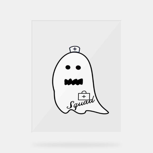 Cute Ghost Nurse Halloween Hand drawn Hospital Sta Acrylic Sign (Front)