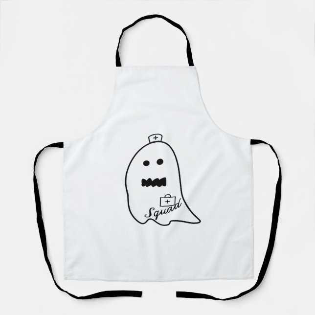 Cute Ghost Nurse Halloween Hand drawn Hospital Sta Apron (Front)