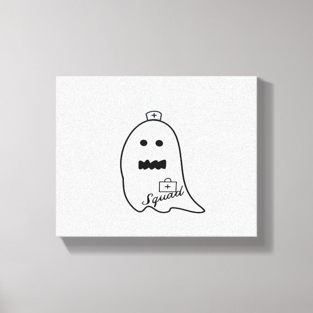 Cute Ghost Nurse Halloween Hand drawn Hospital Sta Canvas Print (Front)