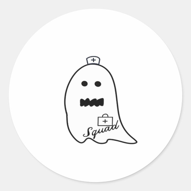 Cute Ghost Nurse Halloween Hand drawn Hospital Sta Classic Round Sticker (Front)