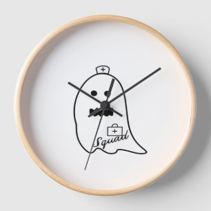 Cute Ghost Nurse Halloween Hand drawn Hospital Sta Clock