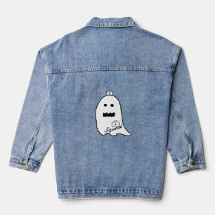Cute Ghost Nurse Halloween Hand drawn Hospital Sta Denim Jacket