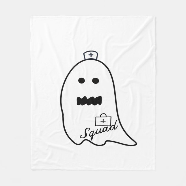 Cute Ghost Nurse Halloween Hand drawn Hospital Sta Fleece Blanket (Front)